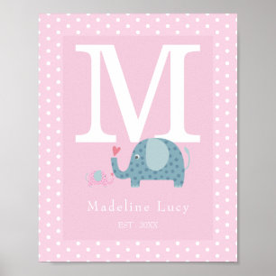 Poster de la pépinière Monogramme initial du bébé