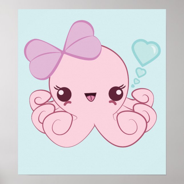 Poster de la pieuvre de Kawaii (Devant)