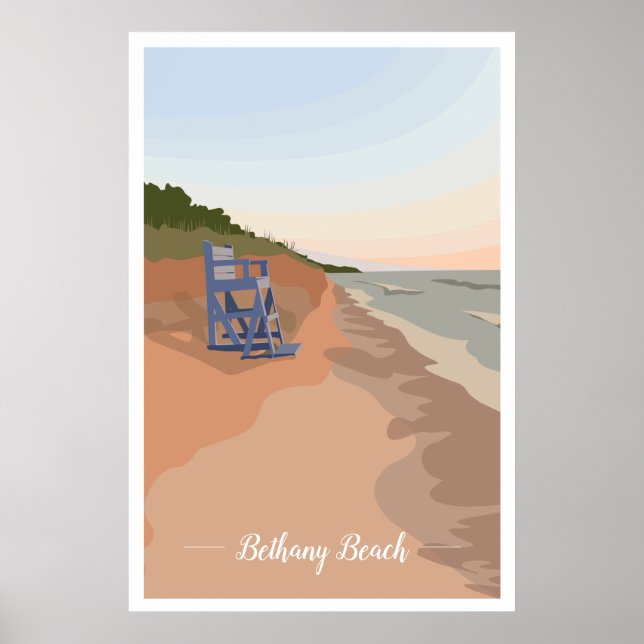 Poster de la plage de Bethany, 24 po x 36 po (Devant)
