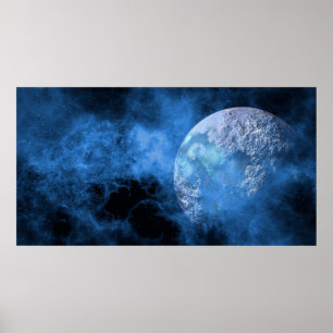 Poster de la planète Lune de l'espace sombre