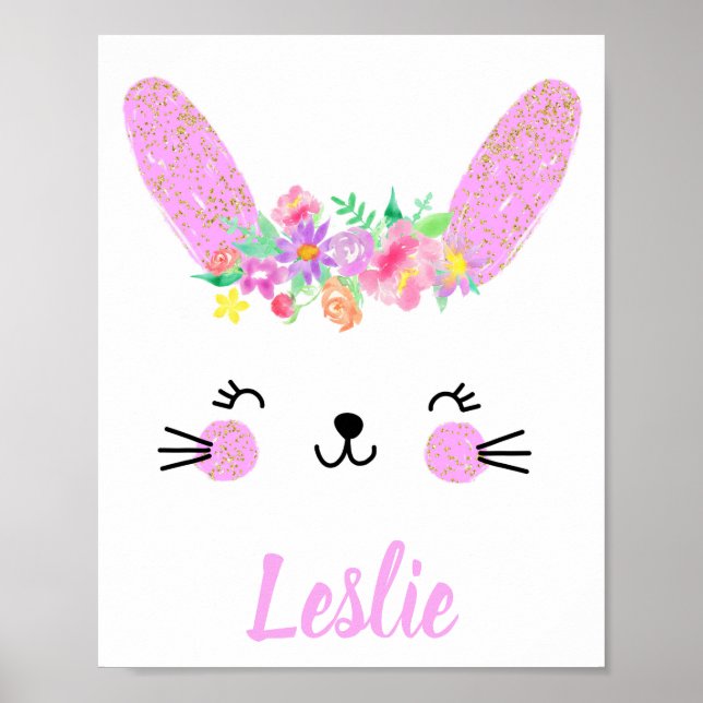 Poster de la pouponnière de lapin d'or violet Nom  (Devant)