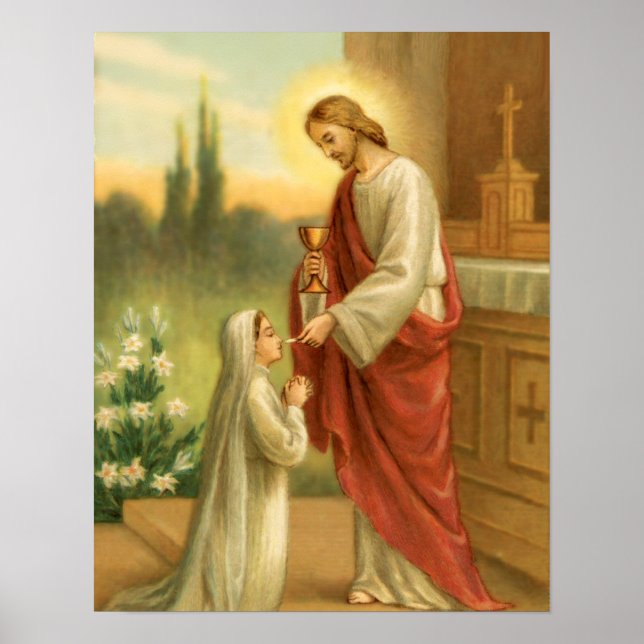 Poster de la première communion : L'Eucharistie en (Devant)