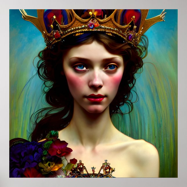 Poster de la princesse solitaire couronnée couleur (Devant)
