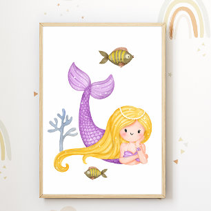 Poster de la puériculture Mermaid Ocean Kids Décor