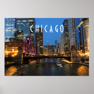 Poster de la rivière Chicago en soirée