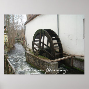 Poster de la roue du moulin en bois