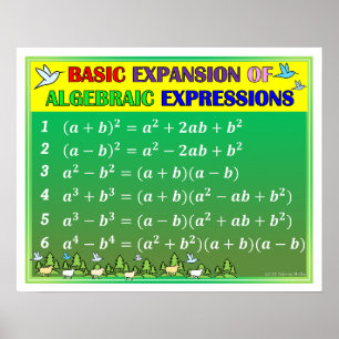 Poster de la salle de classe Algebra Math - Green 