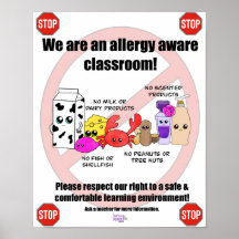 Poster de la salle de classe Allergy Aware