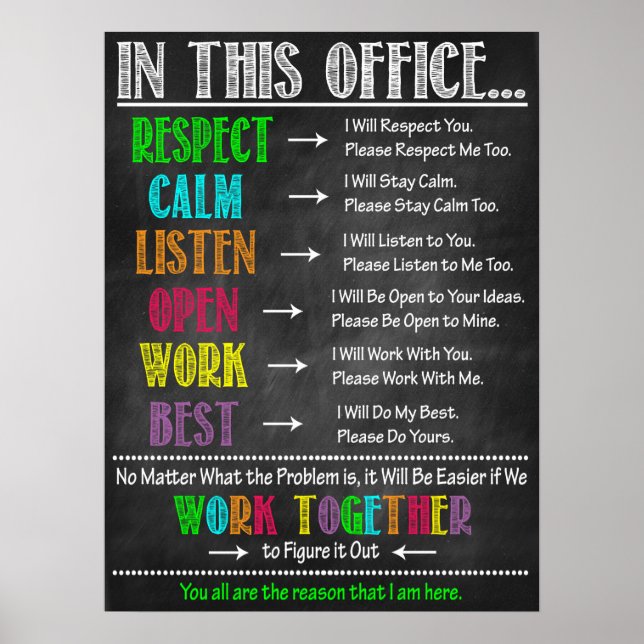 Poster de la salle de classe de bureau Travailler  (Devant)