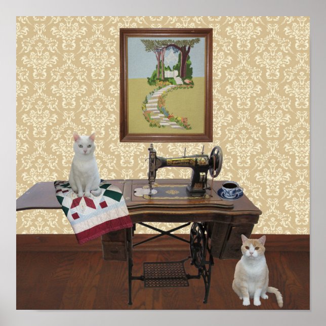 Poster de la salle de couture avec machine à coudr (Devant)