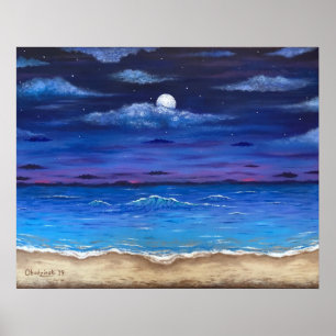 Poster de la scène de Pleine lune Beach "Ocean Moo