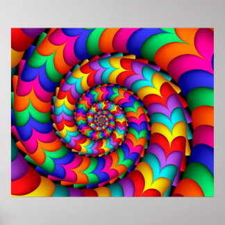Poster de la spirale arc-en-ciel de boule