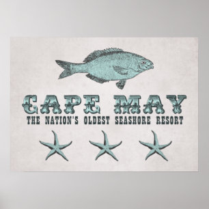 Poster de la station balnéaire vintage Cape May Se
