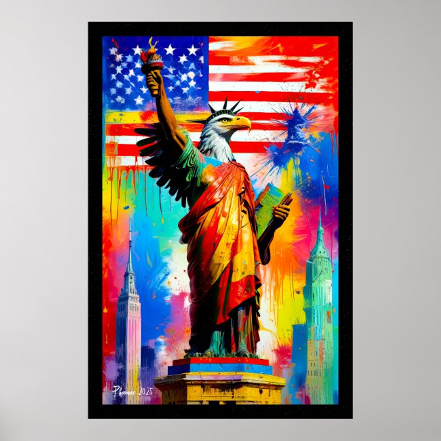 Poster de la statue de l'aigle Liberty Pop Art (Devant)