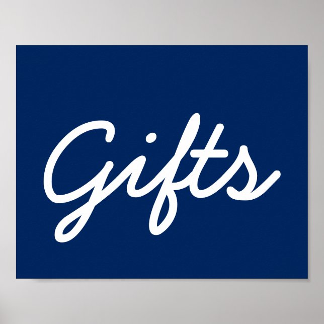 Poster de la table cadeau baby shower - bleu marin (Devant)