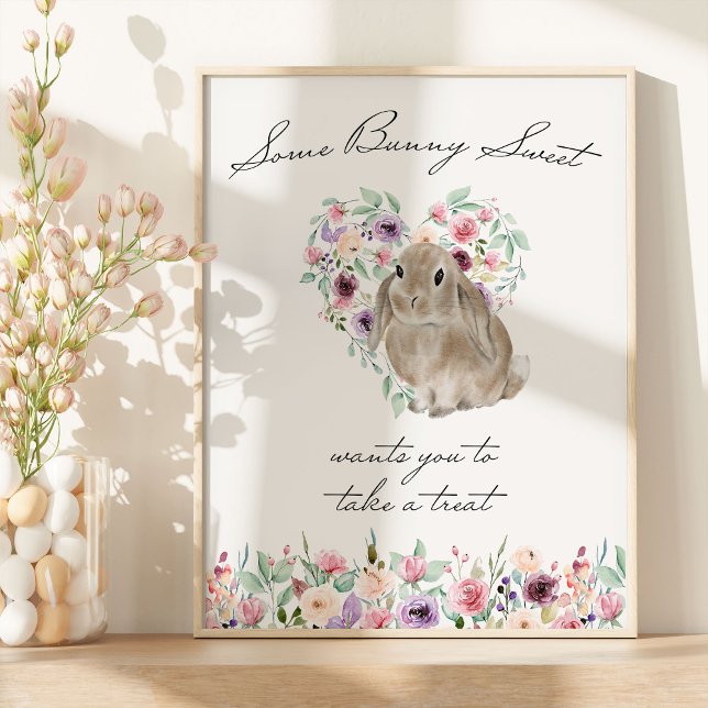 Poster de la table Little Bunny Baby shower Favori (Floral Rabbit Favor Table Sign from my Little Bunny & Little Lamb Baby Shower collection)