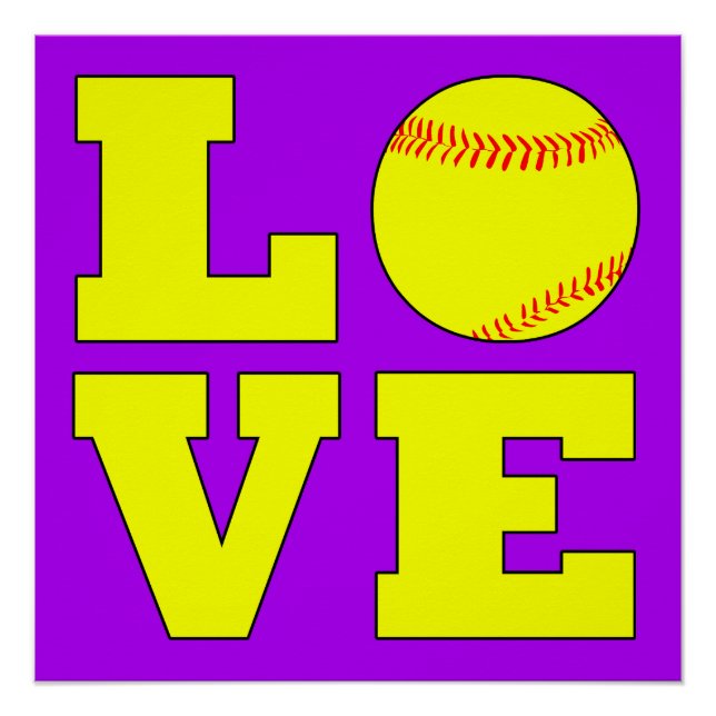 Poster de la typographie Carré de Softball Love (Devant)