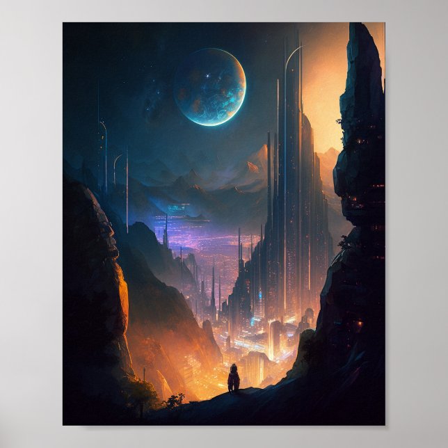 Poster de la ville futuriste de science-fiction (Devant)