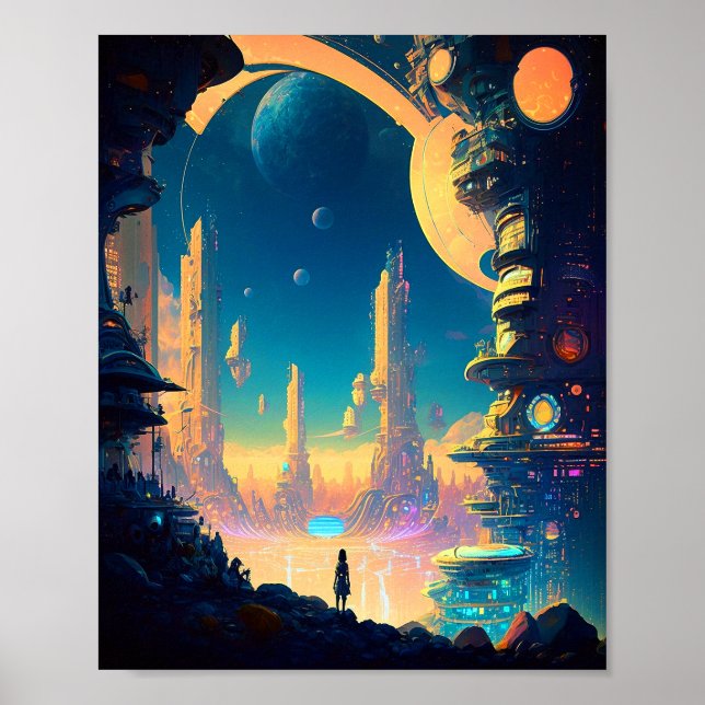 Poster de la ville futuriste de science-fiction (Devant)