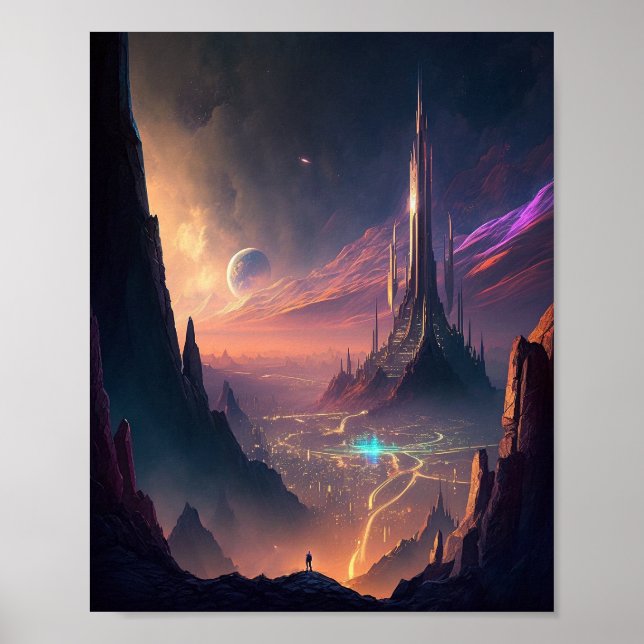 Poster de la ville futuriste de science-fiction (Devant)