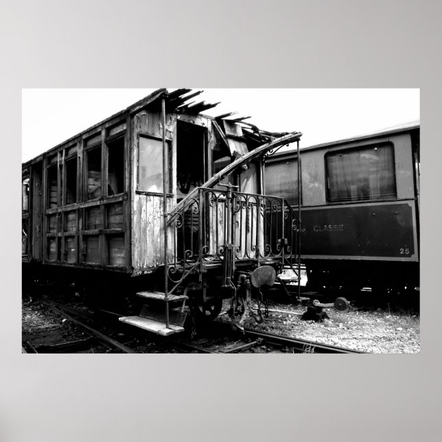Poster de la voiture de tourisme en bois abandonné (Devant)