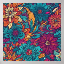Poster de l'abstrait colorful flowers