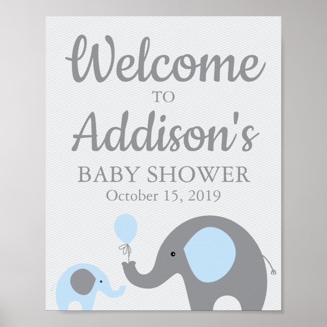 Poster de l'Affiche de bienvenue Baby shower Blue  (Devant)