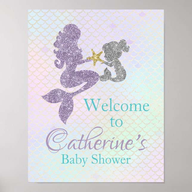 Poster de l'Affiche de bienvenue Baby shower Merma (Devant)