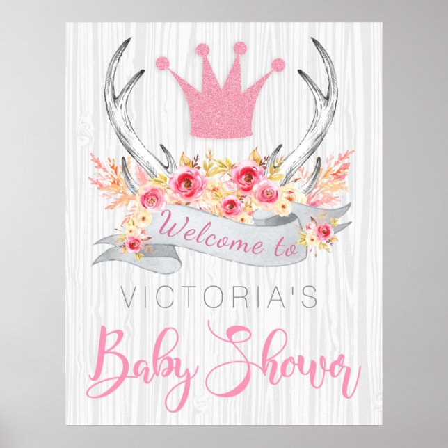 Poster de l'Affiche de bienvenue Baby shower Princ (Devant)