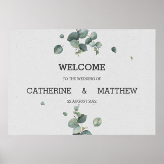 Poster de l'Affiche de bienvenue Mariage Eucalyptu