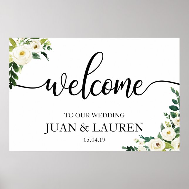 Poster de l'Affiche de bienvenue Mariage Floral Bl (Devant)