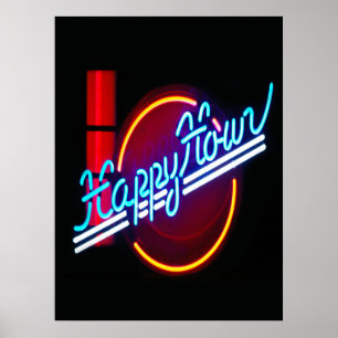 Poster de l'affiche de l'heure heureuse du néon