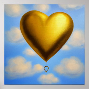 Poster de l'affiche Gold Heart Balloon in the Sky