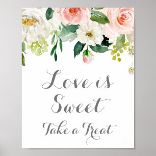Poster de l'affiche rose et blanc Flower Love is S