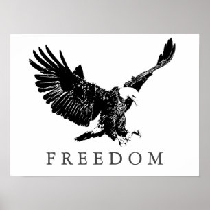 Poster de l'aigle d'atterrissage noir blanc de la 
