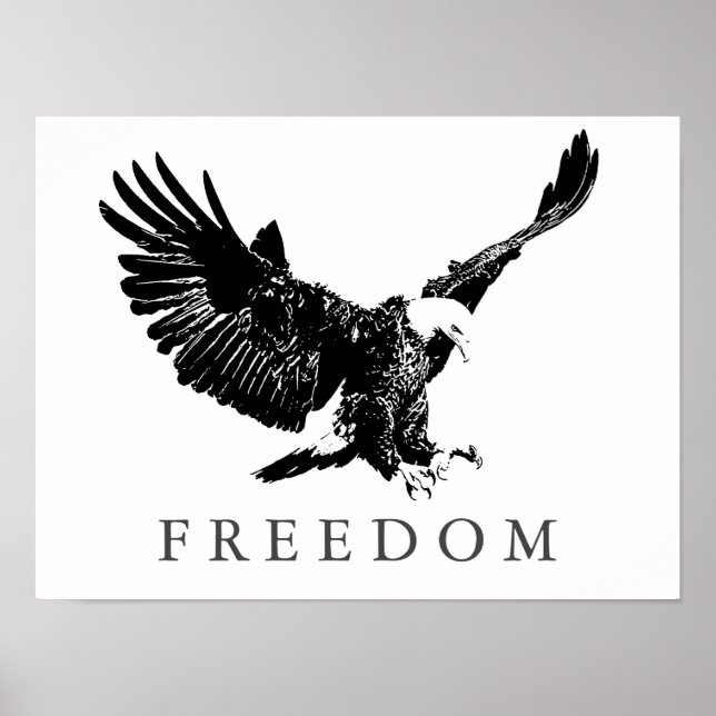Poster de l'aigle d'atterrissage noir blanc de la  (Devant)