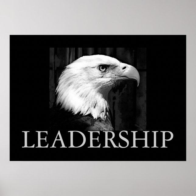 Poster de l'aigle de leadership motivationnel noir (Devant)
