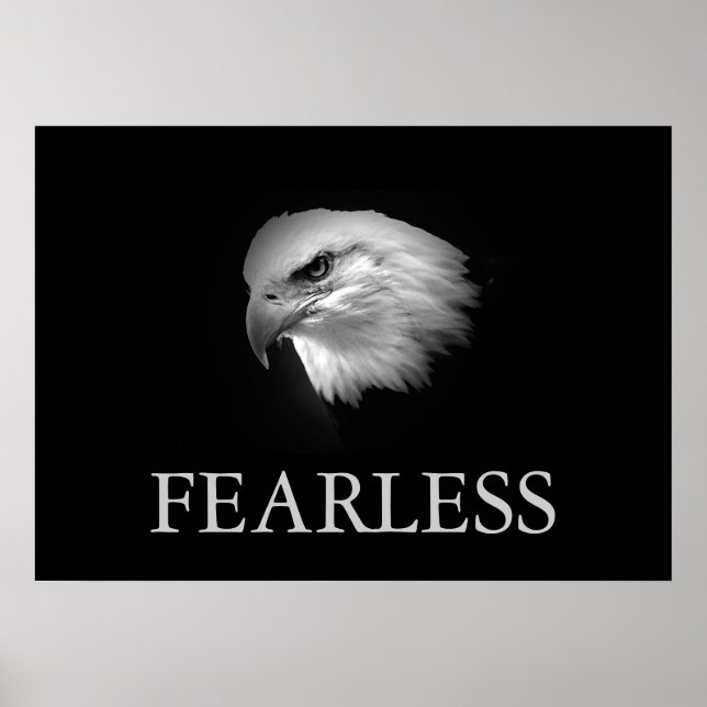 Poster de l'aigle sans peur de la Motivation noir  (Devant)
