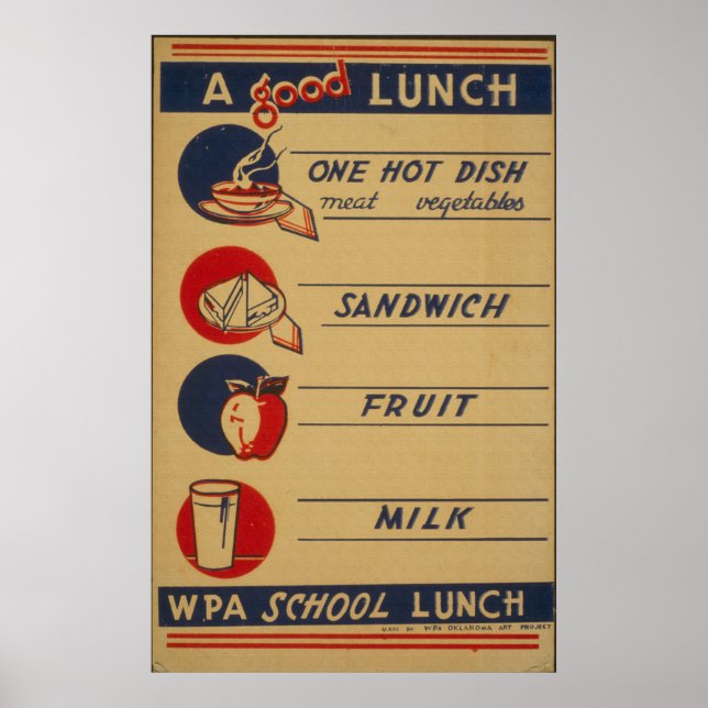 Poster de lait pour déjeuner à l'école vintage (Devant)