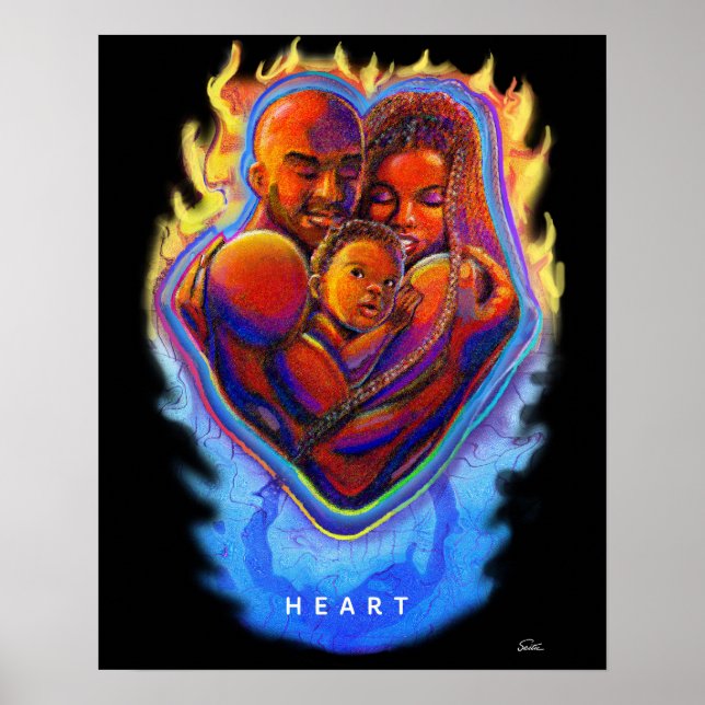 Poster de l'amour noir de la flamme cardiaque (Devant)