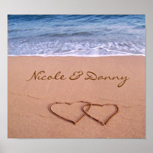 Poster de l'amour personnalisé sur la plage