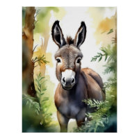 Poster de l'âne aquarelle