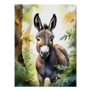 Poster de l'âne aquarelle