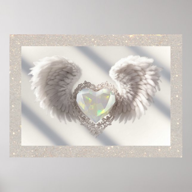 *~*~ Poster de l'Ange Coeur Opal Blanc AP78 (Devant)