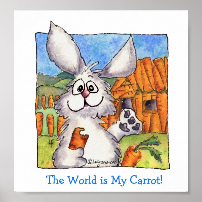 Poster de lapin de lapin de lapin en caricature (Devant)