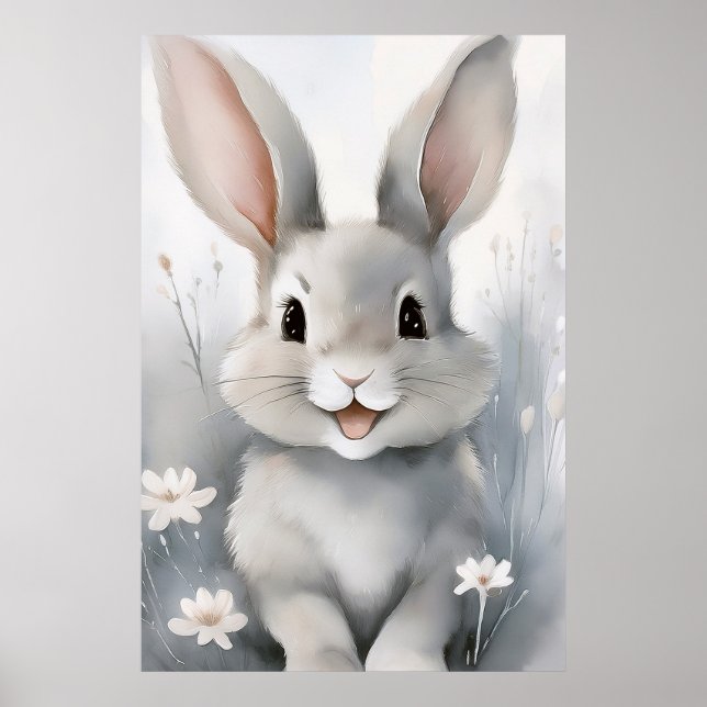 Poster de lapin de lapin mignet (Devant)