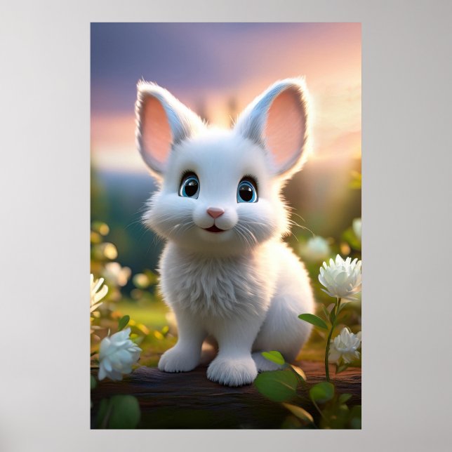 Poster de lapin de lapin mignet (Devant)