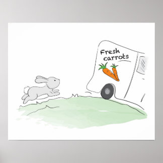 Poster de lapin mignon (Courir pour les carottes)