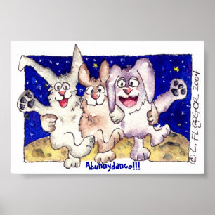 Poster de lapins de lune de caricature mignonne Im