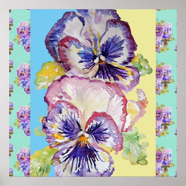 Poster de l'Aqua Pansy Watercolor (Devant)
